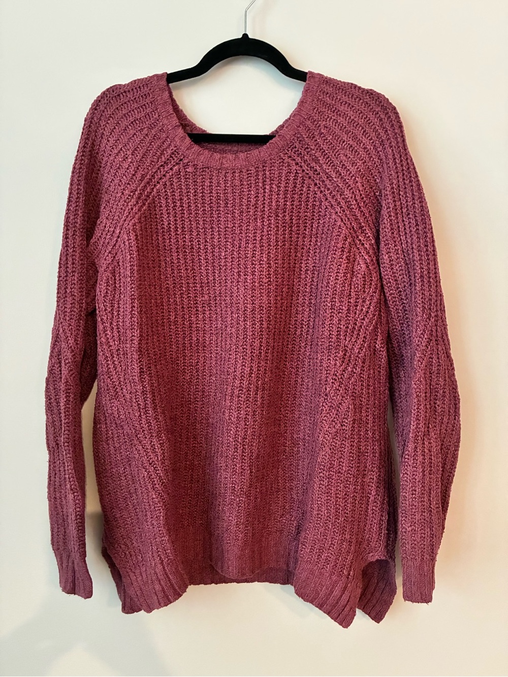 American Eagle Ribbed Knit Sweater Pink Mauve Dusty Maroon Dusty Pink